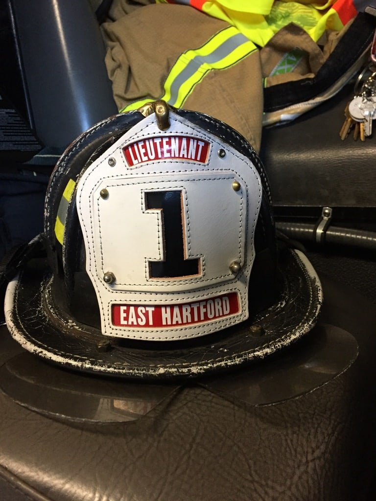 K.A. Brown’s East Hartford fire lieutenant helmet