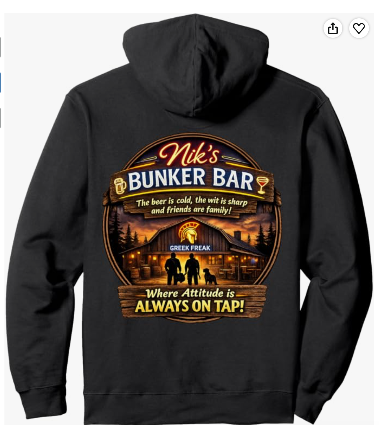 Nik’s Bunker Bar Hoodie — back view