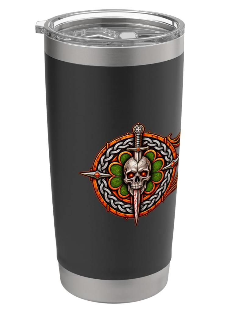 Who’s Got Shotgun travel mug — emblem view